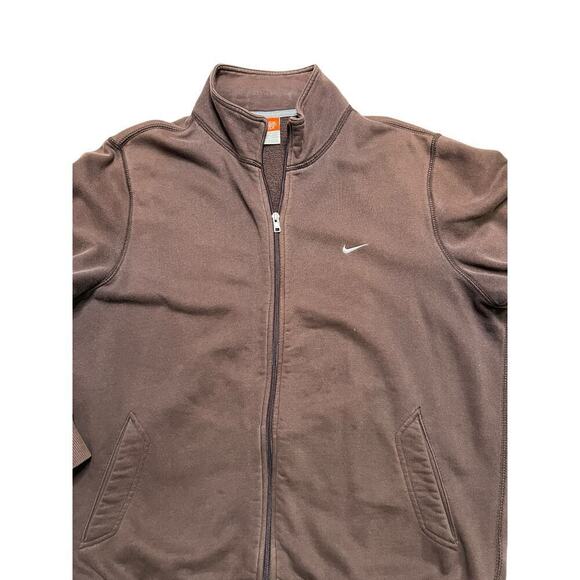 Vintage NIKE The Athletic Dept Mini Swoosh Brown Full Zip Up Sweater Jacket - XL - Picture 3 of 7